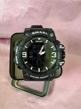 Men's Black Digital-Analog Sports Watch